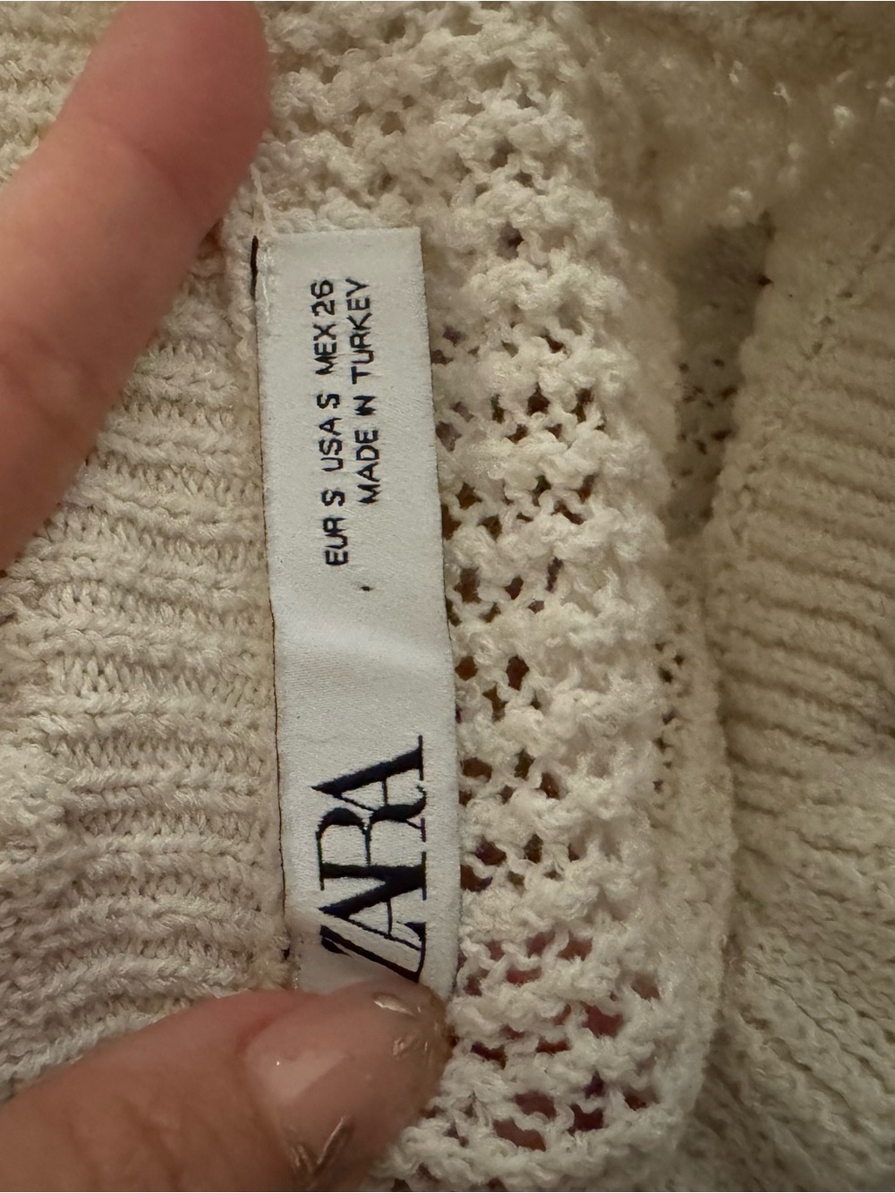 Zara Cream Ruffle Trim Openwork Knit Sweater - Picture 6 of 6